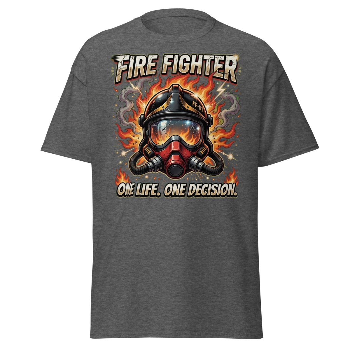 Firefighter One Life One Decision T-Shirt - Dark Heather - TeeRipple