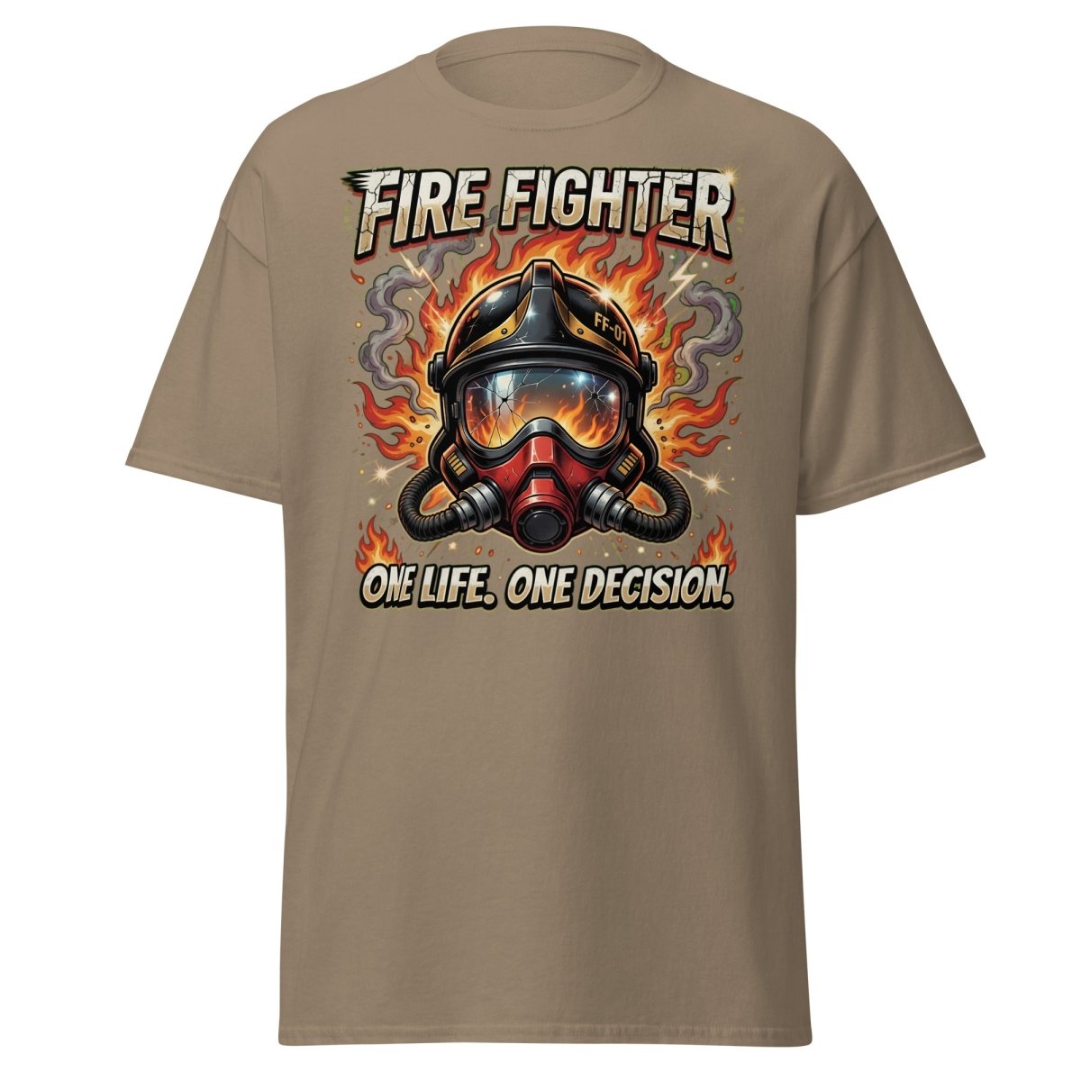 Firefighter One Life One Decision T-Shirt - Brown Savana - TeeRipple