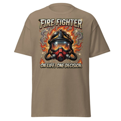 Firefighter One Life One Decision T-Shirt - Brown Savana - TeeRipple