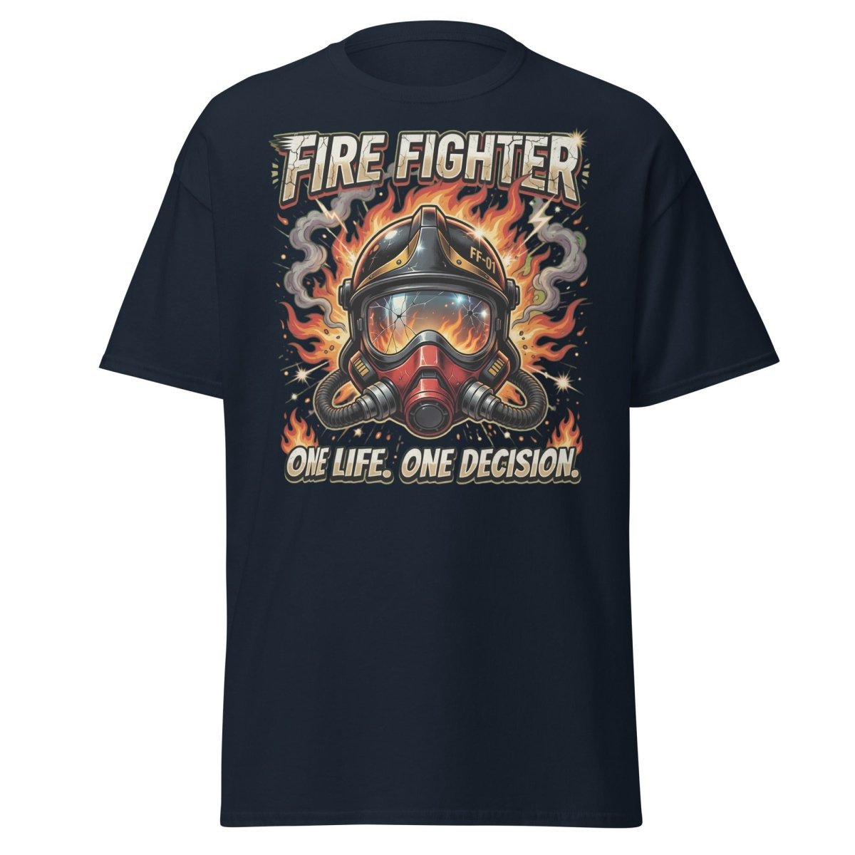 Firefighter One Life One Decision T-Shirt - Navy - TeeRipple