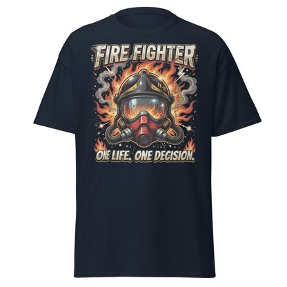 Firefighter One Life One Decision T-Shirt - Navy - TeeRipple