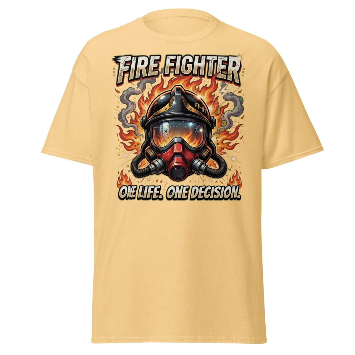 Firefighter One Life One Decision T-Shirt - Yellow Haze - TeeRipple