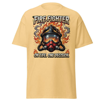 Firefighter One Life One Decision T-Shirt - Yellow Haze - TeeRipple