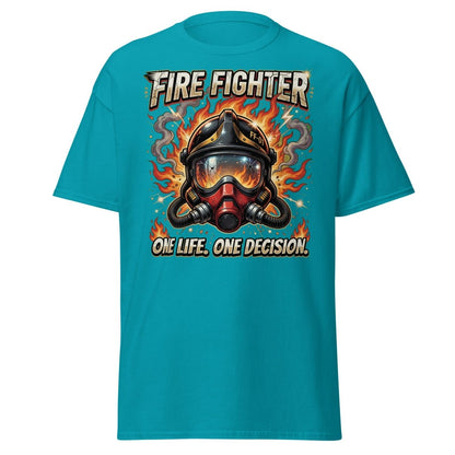 Firefighter One Life One Decision T-Shirt - Tropical Blue - TeeRipple