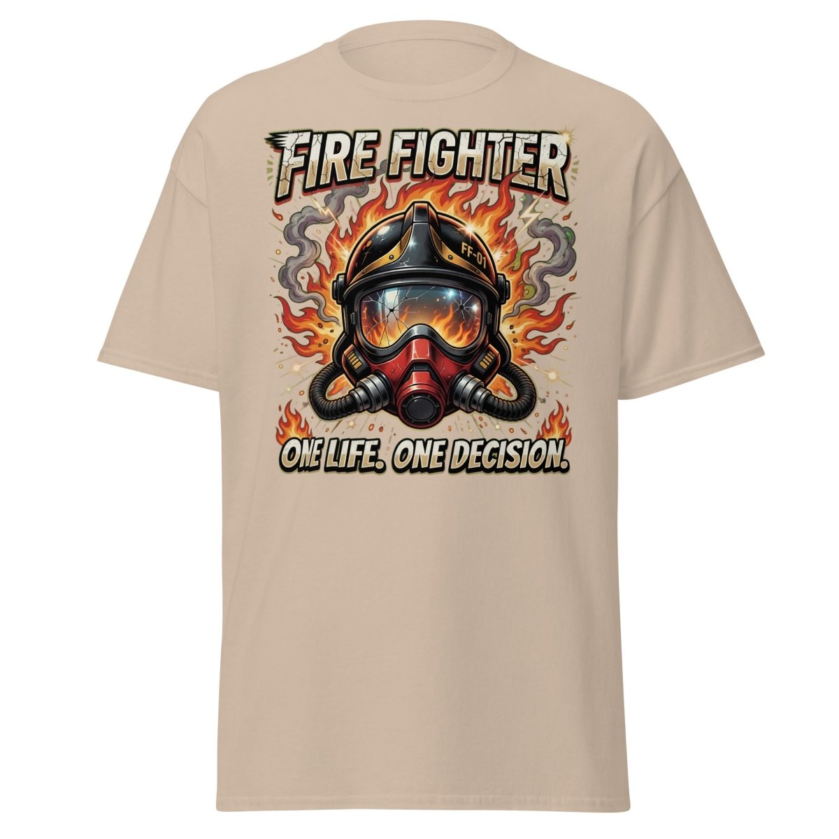 Firefighter One Life One Decision T-Shirt - Sand - TeeRipple