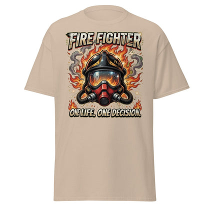 Firefighter One Life One Decision T-Shirt - Sand - TeeRipple