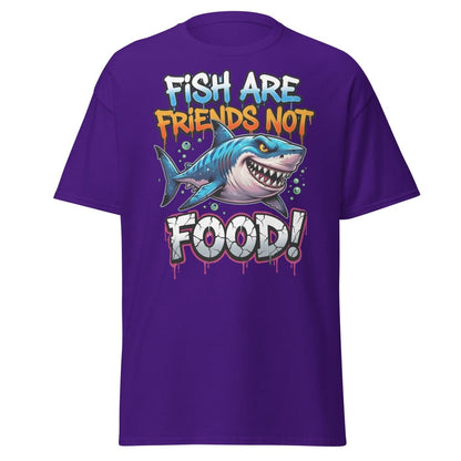 Fish Are Friends Not Food Shark T-Shirt - Purple - TeeRipple