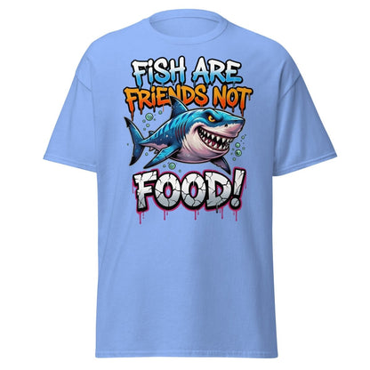 Fish Are Friends Not Food Shark T-Shirt - Carolina Blue - TeeRipple