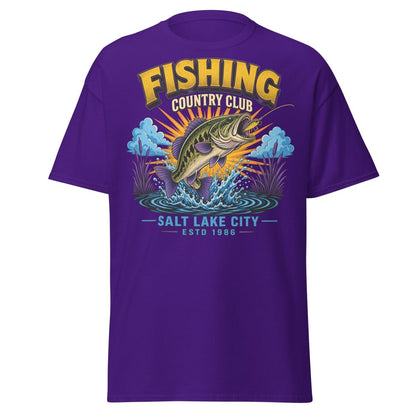 Fishing Country Club Bass Fish T-Shirt Salt Lake City - Purple - TeeRipple