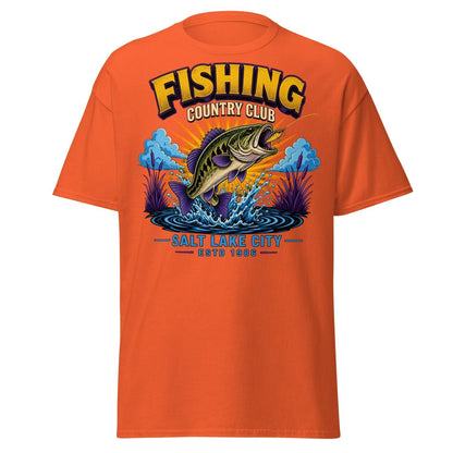 Fishing Country Club Bass Fish T-Shirt Salt Lake City - Orange - TeeRipple