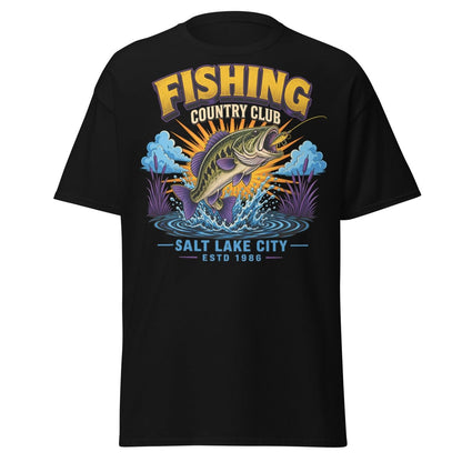 Fishing Country Club Bass Fish T-Shirt Salt Lake City - Black - TeeRipple