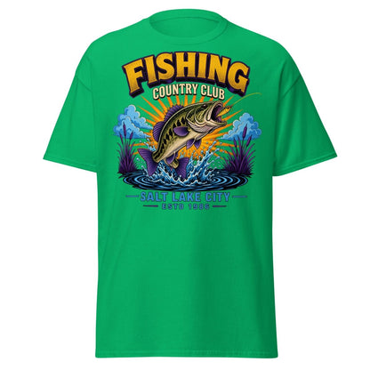 Fishing Country Club Bass Fish T-Shirt Salt Lake City - Irish Green - TeeRipple