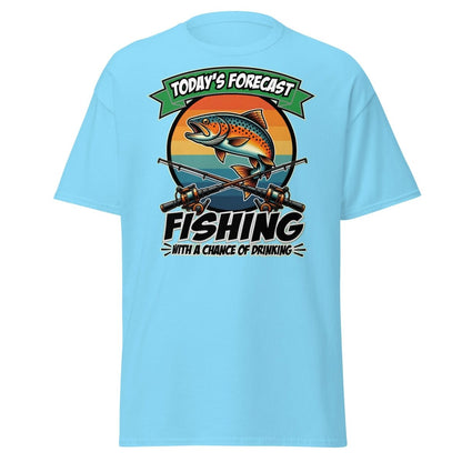 Fishing With A Chance Of Drinking T-Shirt - Funny Fisherman Tee - Sky - TeeRipple