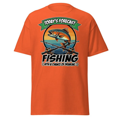 Fishing With A Chance Of Drinking T-Shirt - Funny Fisherman Tee - Orange - TeeRipple
