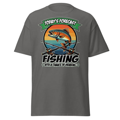 Fishing With A Chance Of Drinking T-Shirt - Funny Fisherman Tee - Charcoal - TeeRipple