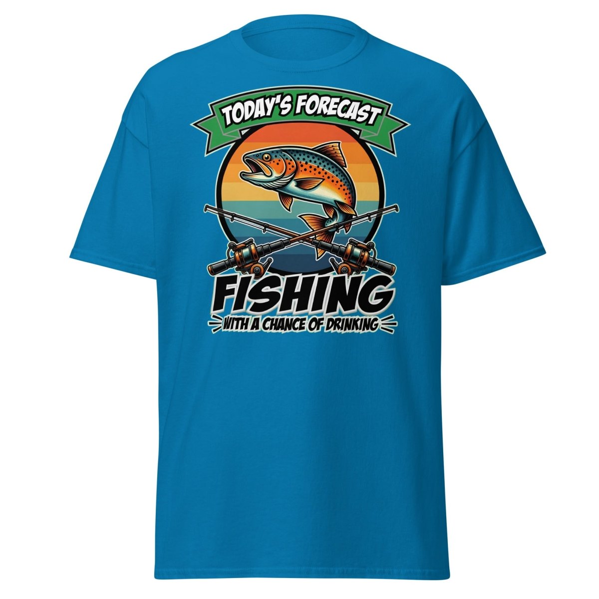 Fishing With A Chance Of Drinking T-Shirt - Funny Fisherman Tee - Sapphire - TeeRipple