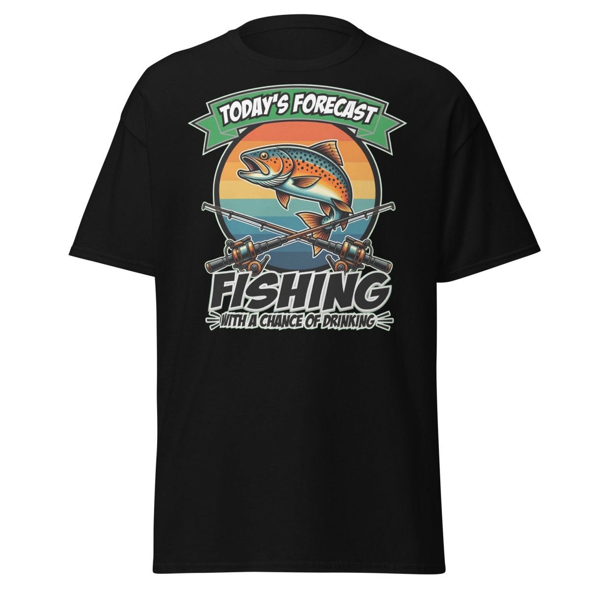 Fishing With A Chance Of Drinking T-Shirt - Funny Fisherman Tee - Black - TeeRipple