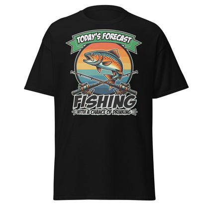 Fishing With A Chance Of Drinking T-Shirt - Funny Fisherman Tee - Black - TeeRipple