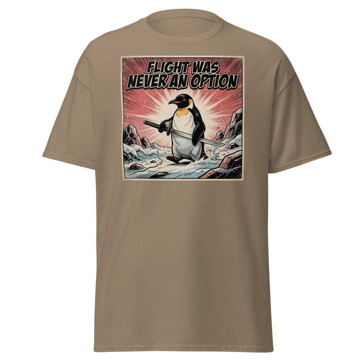 Flight Was Never An Option Penguin T-Shirt - Brown Savana - TeeRipple