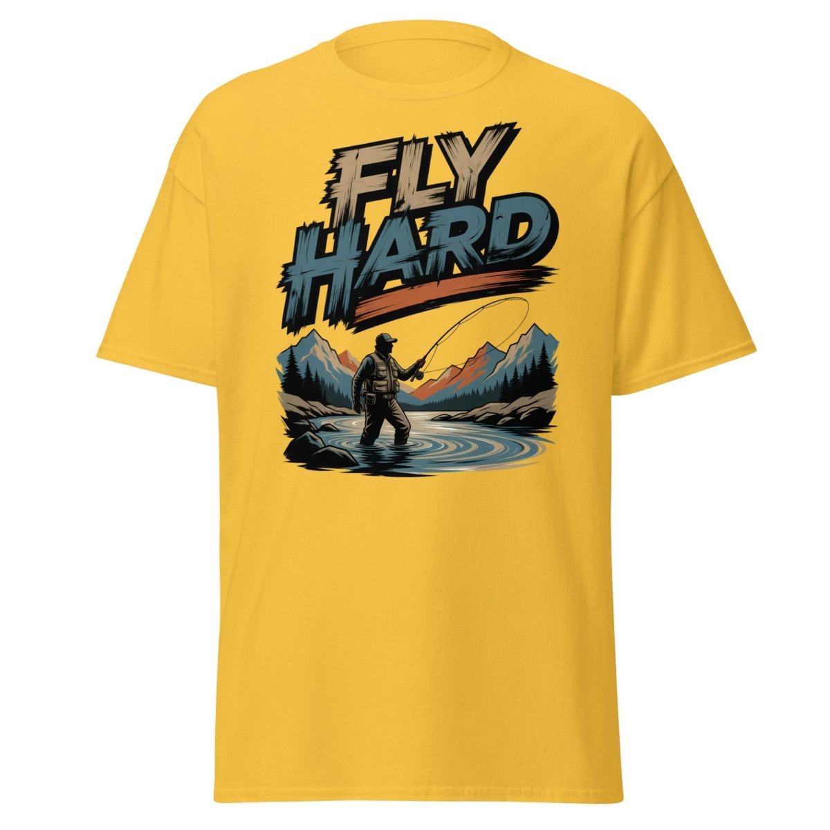 Fly Hard Fly Fishing T-Shirt – Outdoor Adventure Tee - Daisy - TeeRipple