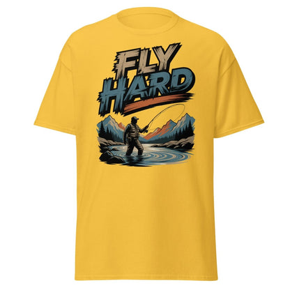 Fly Hard Fly Fishing T-Shirt – Outdoor Adventure Tee - Daisy - TeeRipple