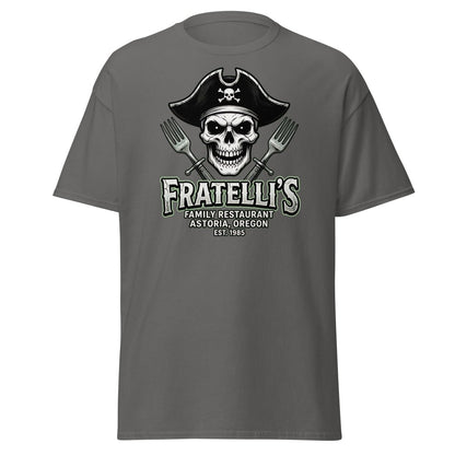 Fratelli's Pirate Skull T-Shirt - Astoria Oregon Restaurant Tee - Charcoal - TeeRipple