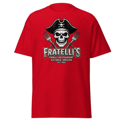 Fratelli's Pirate Skull T-Shirt - Astoria Oregon Restaurant Tee - Red - TeeRipple