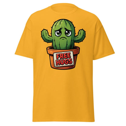 Free Hugs Cactus T-Shirt – Funny Grumpy Plant Tee - Gold - TeeRipple