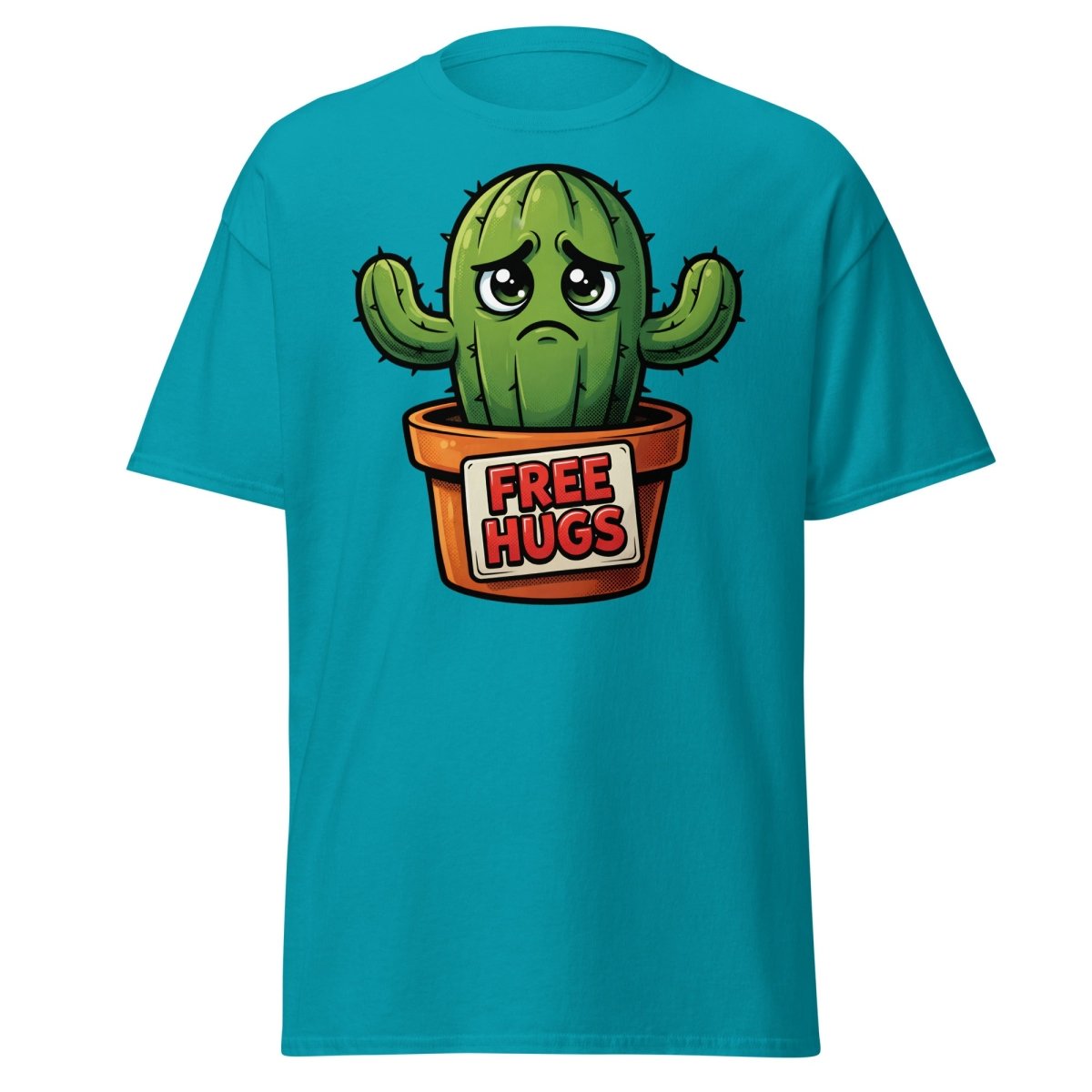 Free Hugs Cactus T-Shirt – Funny Grumpy Plant Tee - Tropical Blue - TeeRipple
