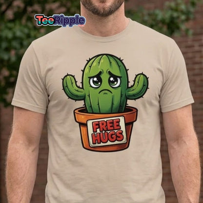 Free Hugs Cactus T-Shirt – Funny Grumpy Plant Tee - Maroon - TeeRipple
