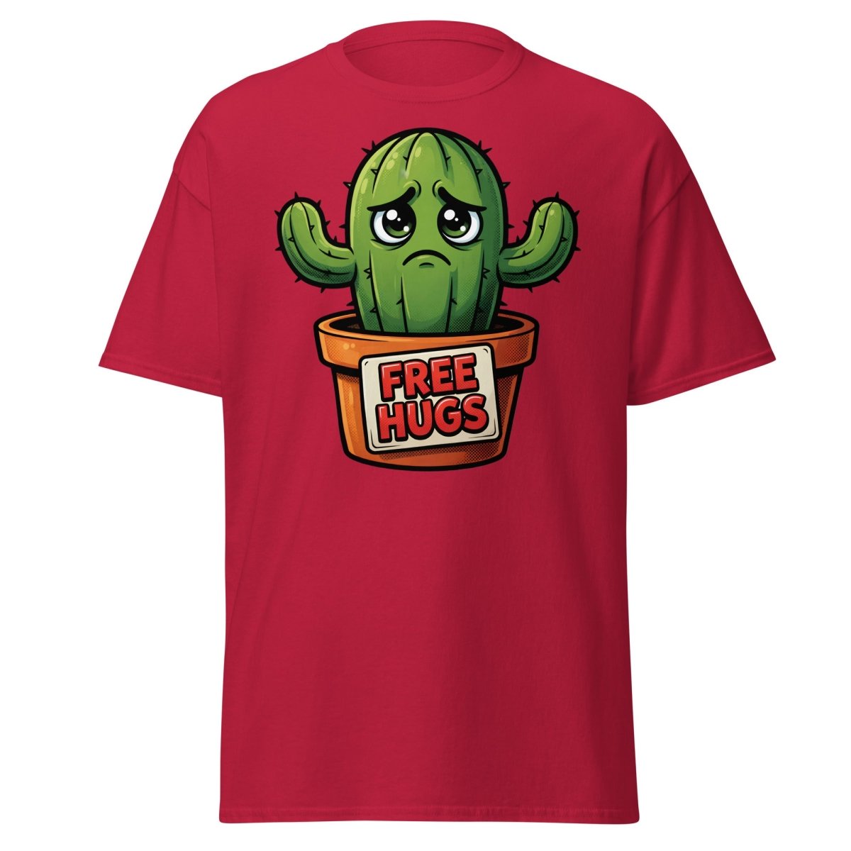 Free Hugs Cactus T-Shirt – Funny Grumpy Plant Tee - Cardinal - TeeRipple