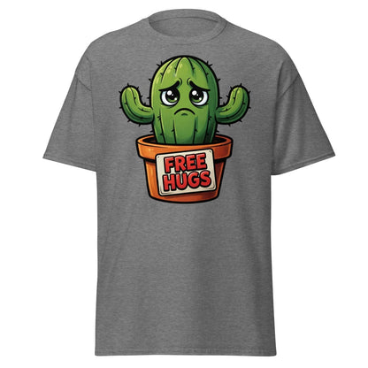 Free Hugs Cactus T-Shirt – Funny Grumpy Plant Tee - Graphite Heather - TeeRipple