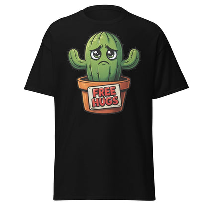 Free Hugs Cactus T-Shirt – Funny Grumpy Plant Tee - Black - TeeRipple