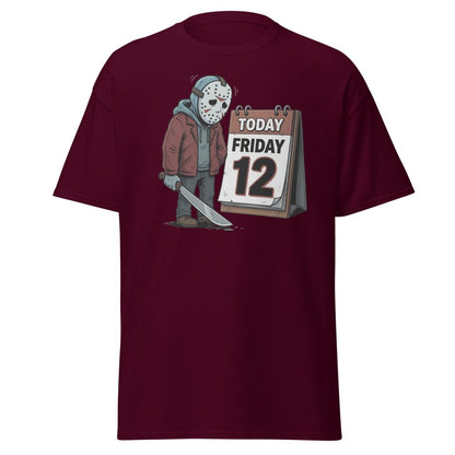 Friday the 12th Jason Voorhees T-Shirt – Funny Horror Tee - Maroon - TeeRipple