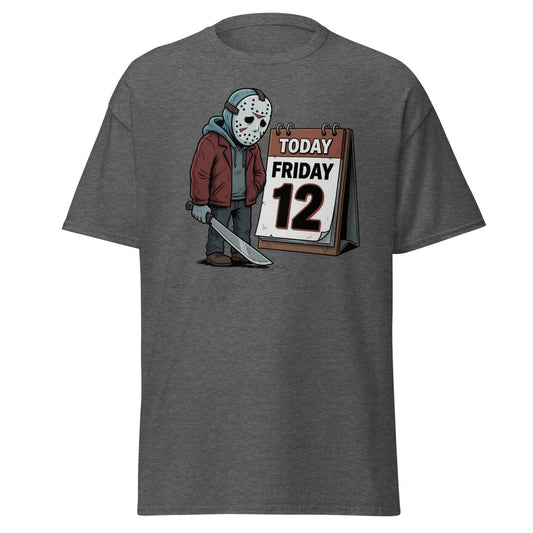 Friday the 12th Jason Voorhees T-Shirt – Funny Horror Tee - Dark Heather - TeeRipple