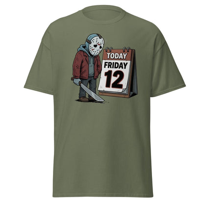 Friday the 12th Jason Voorhees T-Shirt – Funny Horror Tee - Military Green - TeeRipple