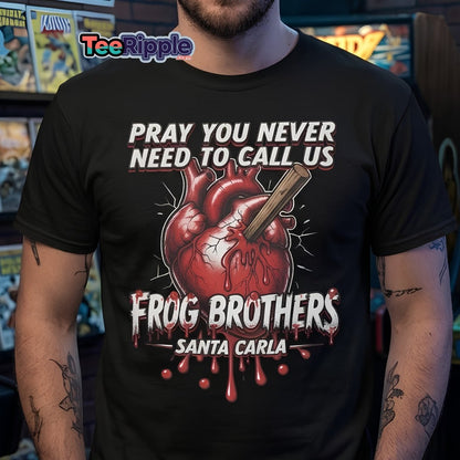 Frog Brothers Santa Carla T-Shirt - Lost Boys Vampire Hunter - Maroon - TeeRipple