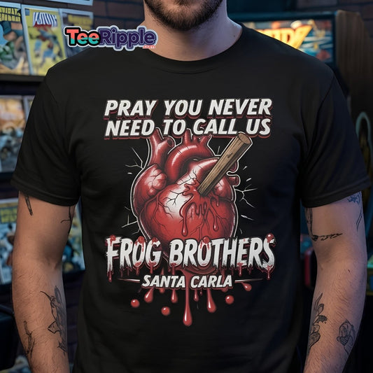 Frog Brothers Santa Carla T-Shirt - Lost Boys Vampire Hunter - Maroon - TeeRipple