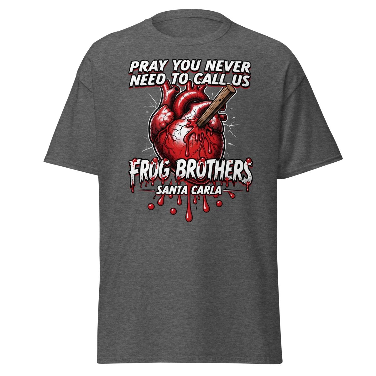Frog Brothers Santa Carla T-Shirt - Lost Boys Vampire Hunter - Dark Heather - TeeRipple