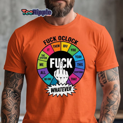 Fuck OClock Funny Attitude T-Shirt - Red - TeeRipple