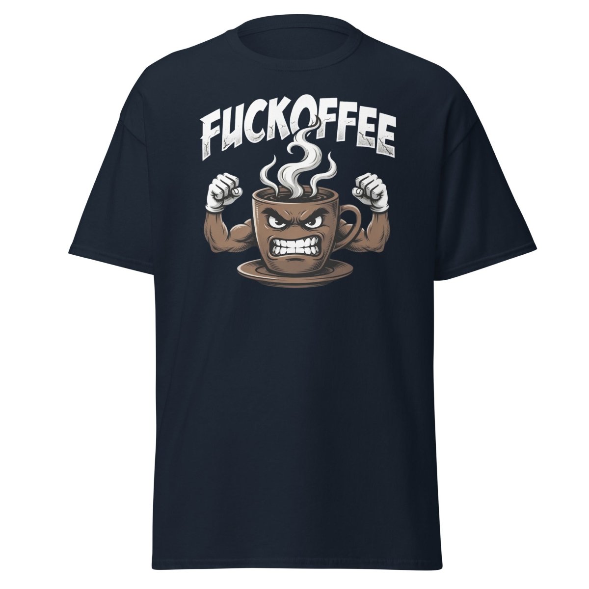 Fuckoffee Angry Coffee Mug T-Shirt – Funny Coffee Humor Tee - Navy - TeeRipple