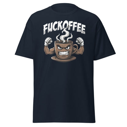 Fuckoffee Angry Coffee Mug T-Shirt – Funny Coffee Humor Tee - Navy - TeeRipple