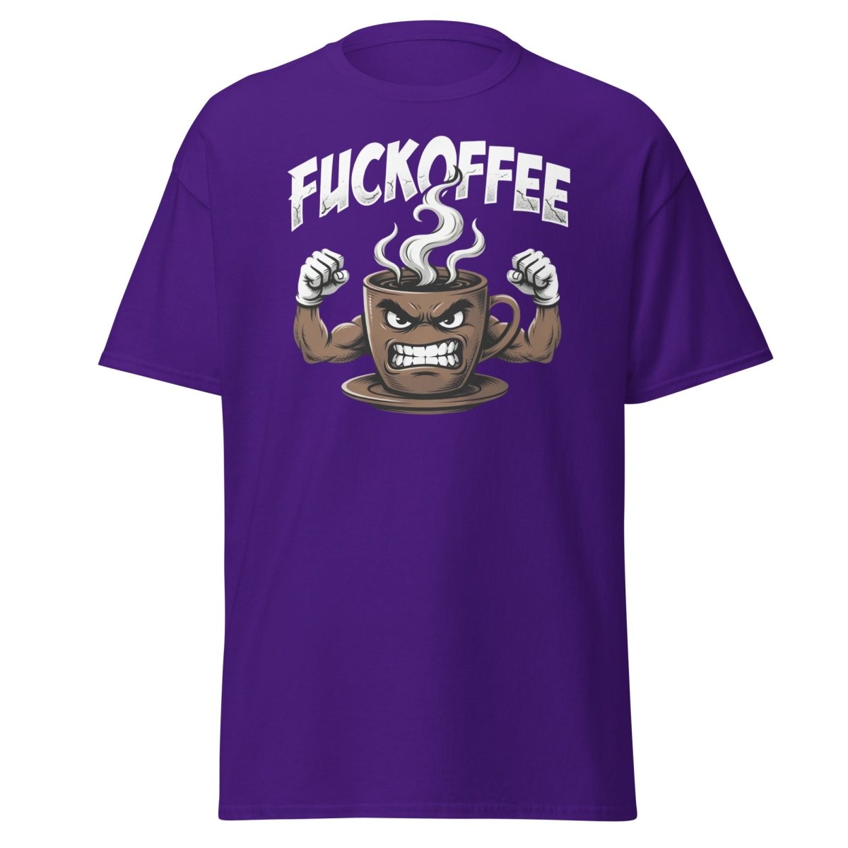 Fuckoffee Angry Coffee Mug T-Shirt – Funny Coffee Humor Tee - Purple - TeeRipple