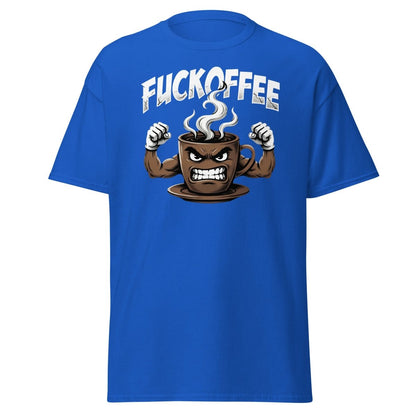Fuckoffee Angry Coffee Mug T-Shirt – Funny Coffee Humor Tee - Royal - TeeRipple