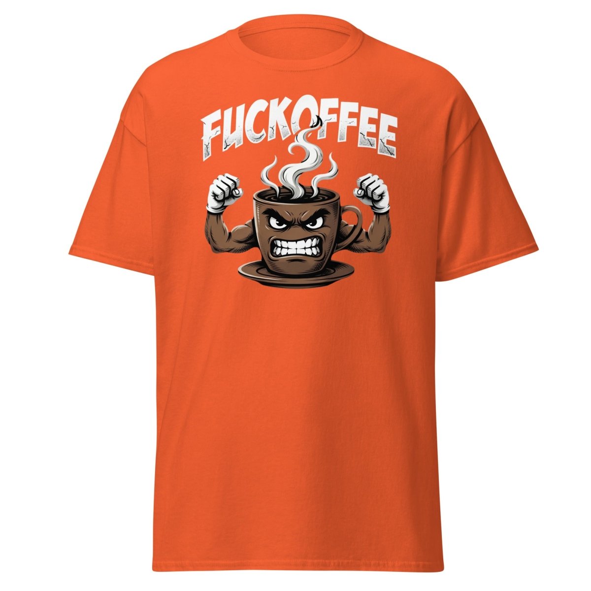 Fuckoffee Angry Coffee Mug T-Shirt – Funny Coffee Humor Tee - Orange - TeeRipple