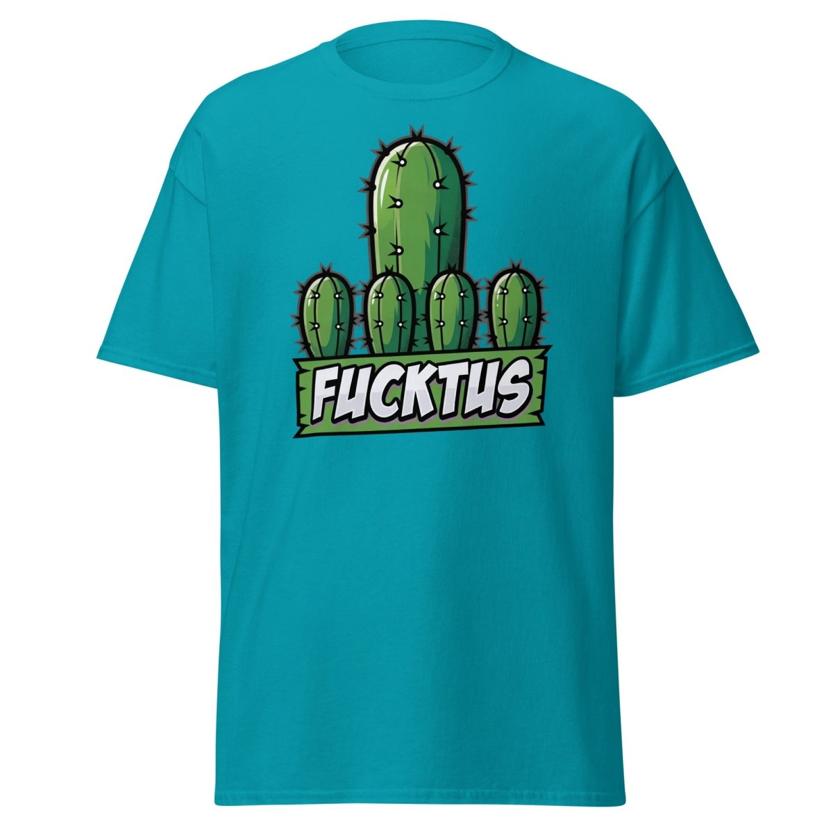 Fucktus Cactus Funny Pun T-Shirt | Adult Humor Tee - Tropical Blue - TeeRipple