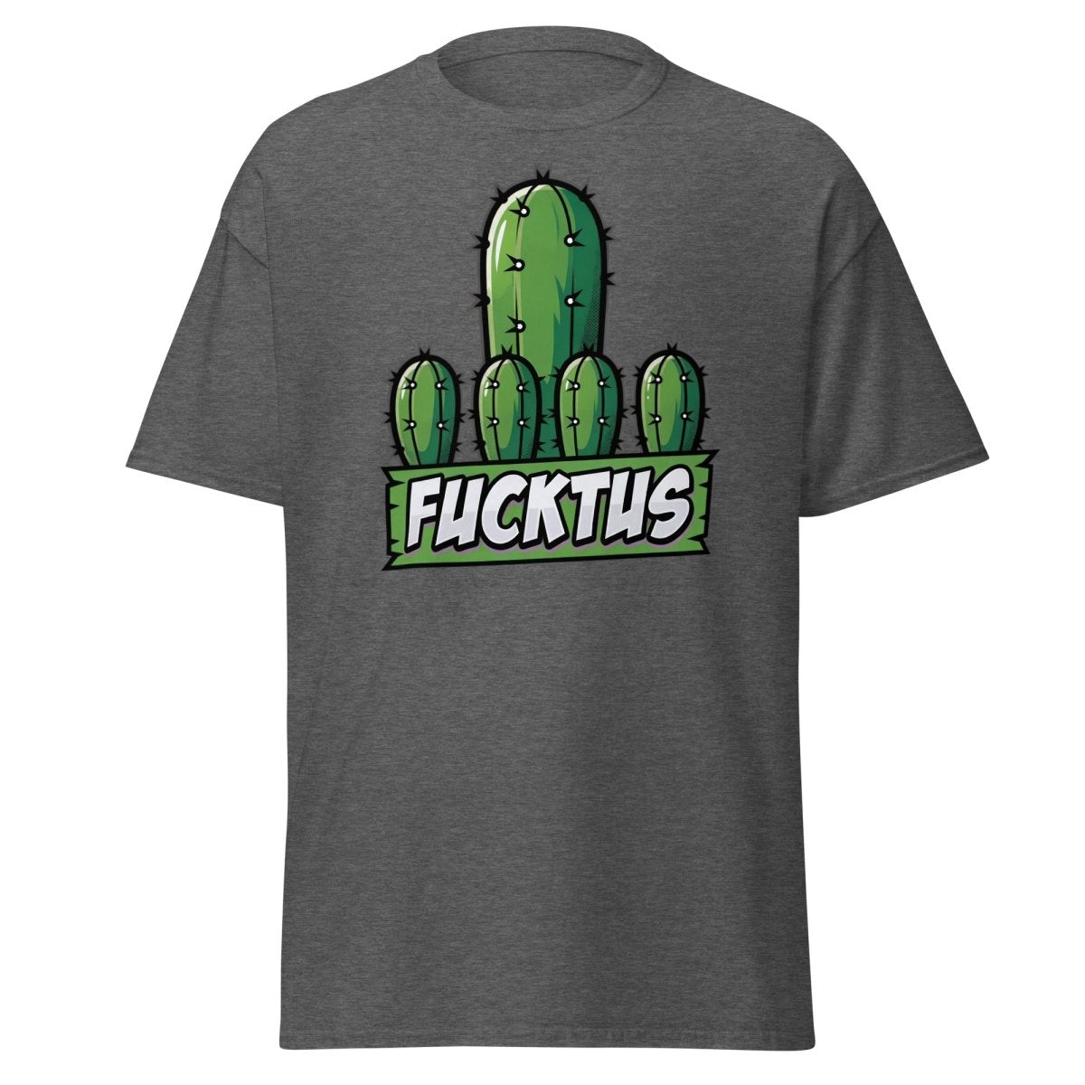 Fucktus Cactus Funny Pun T-Shirt | Adult Humor Tee - Dark Heather - TeeRipple