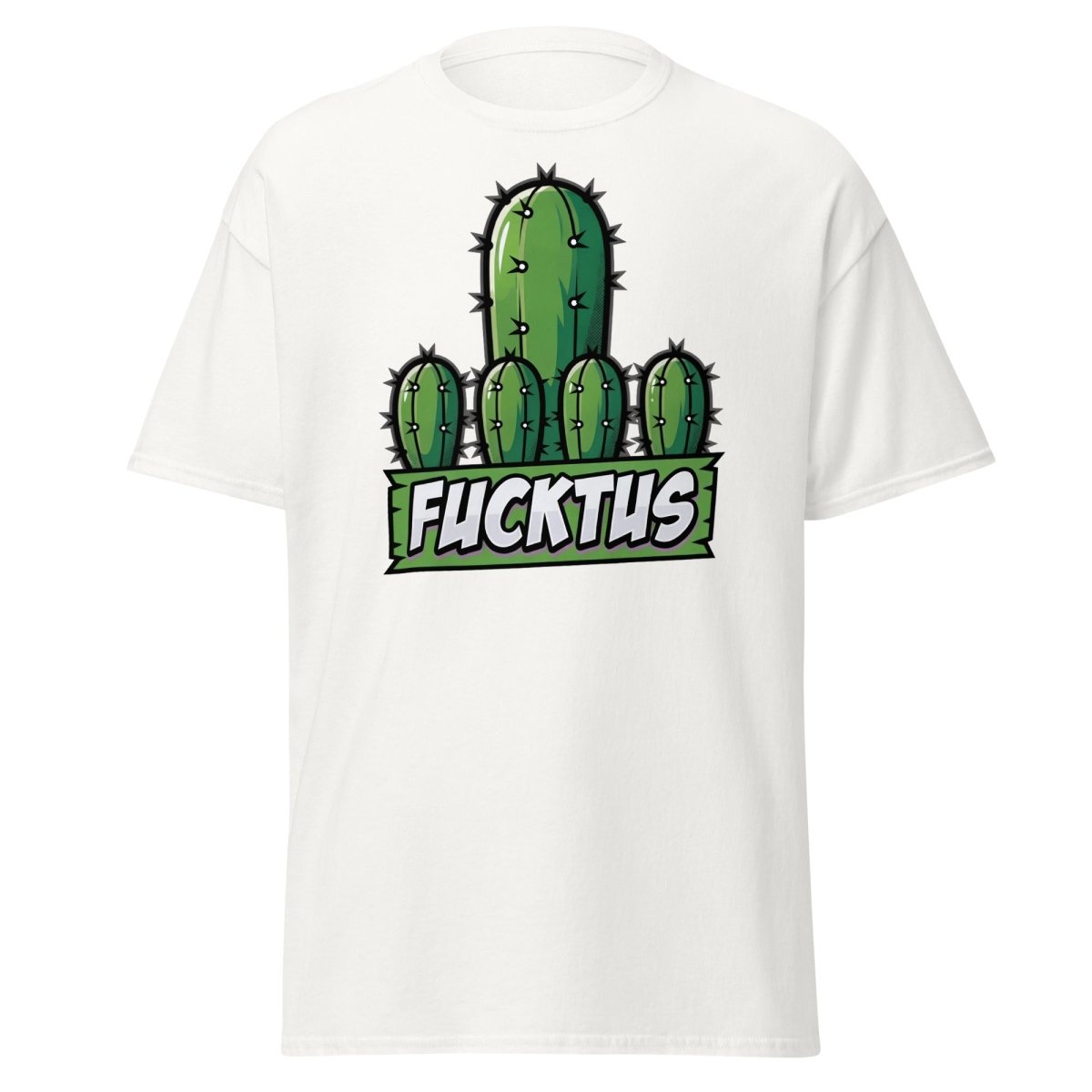Fucktus Cactus Funny Pun T-Shirt | Adult Humor Tee - White - TeeRipple