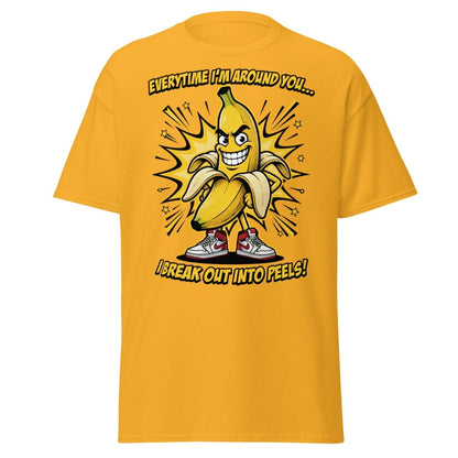 Funny Banana Peel Pun T-Shirt – Break Out Into Peels Tee - Gold - TeeRipple