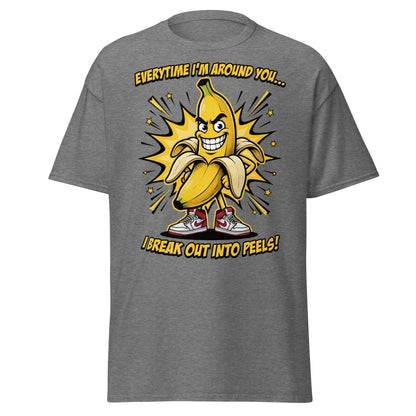 Funny Banana Peel Pun T-Shirt – Break Out Into Peels Tee - Graphite Heather - TeeRipple